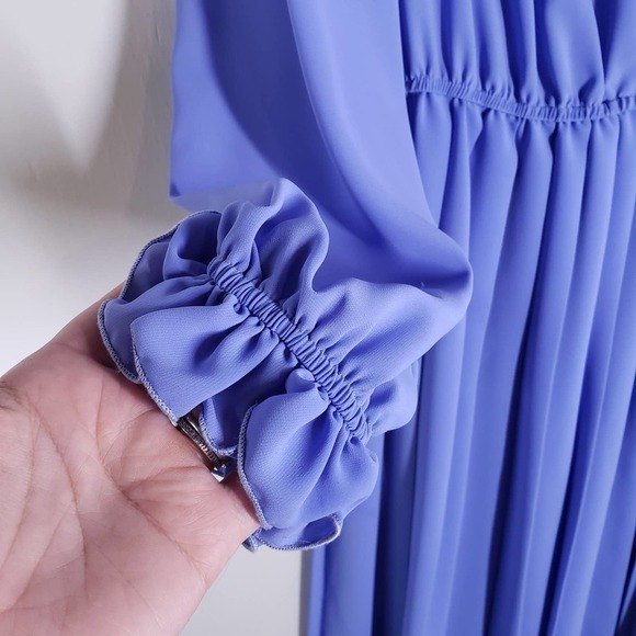 Vintage Jo Hanna York Polyester Ruffle Trimmed Dress 18 L Periwinkle Blue - Picture 11 of 15